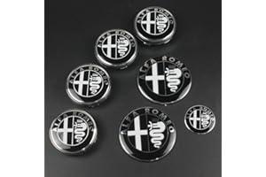 ZHFF 7pcs For Alfa Romeo 40MM Steering Wheel Badge 60mm Wheel Center Cap 74mm Bonnet Trunk Car Logo Emblem Badge Emblem Car Styling