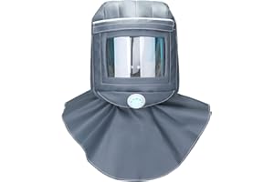 ENJOHOS Gorro Tipo Chal para pulir con Chorro de Arena, Chal Impermeable y a Prueba de Polvo con Casco Incorporado para Eliminar el Polvo, Pintura y Embalaje de Cemento (Gris)