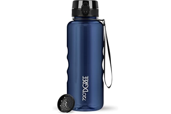 720°DGREE Botella Agua 1,5 Litros “uberBottle“ - Tamiz-Fruta, crystalClear - Sin BPA, Prueba de Fugas, Reutilizable - XL Cantimplora, Water Bottle ideal para Fitness, Gimnasio, Deporte, Outdoor