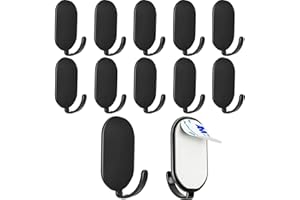 Bosdontek Haczyki samoprzylepne, 12 szt. haczyków samoprzylepnych ze stali nierdzewnej bez wiercenia, nierdzewne haczyki na płaszcze, haczyki ścienne, wodoodporne wieszaki na szlafroki ścienne do łazienki, salonu, kuchni (matowa czerń)