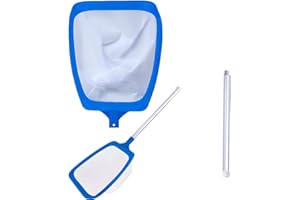 TUXUNQING Pool Net with Telescopic Handle, Removable Handle, Fine Mesh Net, 14.5 cm Deep Net, Hand Landing Net for Pool, Pond, Swimming Pool - Robust Scoop Net for Efficient Cleaning (72 cm)