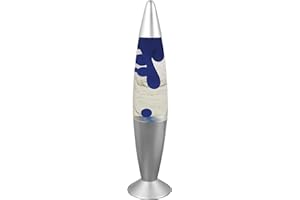Global Gizmos 47740 Blue Wax Lava Lamp/Silver Base Colour/Retro Nostalgia/Relaxing Mood Light / 16 Inch Height