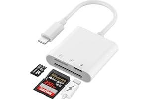 VONXITE Lector Tarjetas SD para iPhone iPad, 3 in 1 Lector Tarjeta SD para Micro SD/SD/TF, Lector Tarjetas SD con Puerto de Carga, Adaptador Tarjeta SD, SD Card Reader, Adaptador de Tarjeta de Memoria Cámara