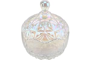 Haofy Elegant Crystal Glass Jar, Premium White Crystal Degaussing Bowl Candy Smyckesbehållare, Lyxig Dekorativ Förvaringsburk