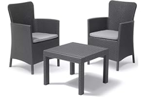 KETER Allibert Multistore 2002 Salvador - Mobiliario de jardín (3 Piezas), Color Gris