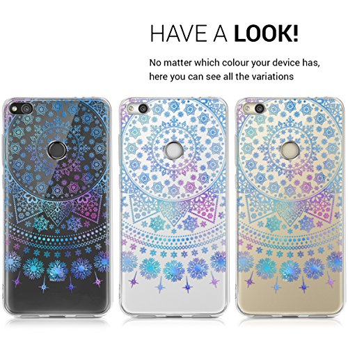 kwmobile Funda para Huawei P8 Lite  2017  - Carcasa Protectora de  TPU  con dise  o con Copos de Nieve en  Azul Rosa Fucsia Transparente 