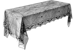 Yangfei Mantel de Encaje para Halloween - Cubierta de Mesa Rectangular con Telaraña para Decoración de Fiesta (122x244cm)