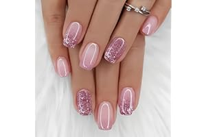 Mrltau 24 PCS Ongles à Presser Courts, Ongles Courts à Coller, Ongles en Acrylique à Coller, Faux Ongles, Design d'Ongles Courts