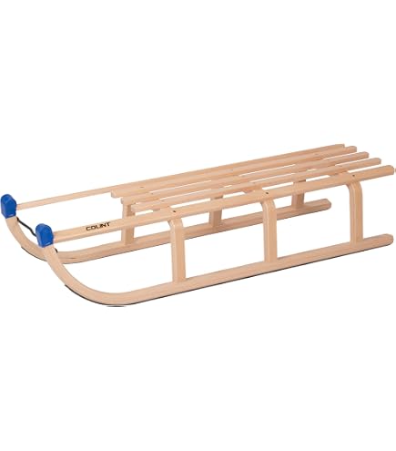 Slitta In Legno Pieghevole Tectake® - Per 2 Bambini, Corda Di Traino, Pattini Acciaio, Capacità 60 Kg