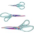 Scissors, Sharp Titanium Blades, Soft Grip Handle, Multi-Purpose Scissors Set of 3 Suitable for Families, Office, and School Use, Blue