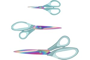 UAUGULFT Set di 3 forbici affilate in titanio, impugnatura morbida, multiuso, adatte per famiglie, ufficio e scuola, colore blu