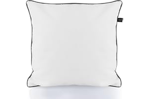 LILENO HOME Funda de cojín para exteriores 45 x 45 cm color blanco + gris Keder Juego de 2 fundas de cojín [sin relleno] Funda de almohada impermeable con cremallera Funda de almohada para exterior