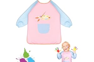 Zoomarlous Malkittel Kinder,Wasserdicht Malschürze,Langarm Malschürze Kinder für 6-12 Jahre Mädchen/Junge,Bastelkittel Bastelschürze Kinder mit Ärmeln für Malen & Basteln Backen Kochen