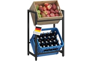 STEELSØN Mystra Getränkekistenregal – Getränkeregal für 2 Kisten in schwarz – stabiles Kistenregal für Wasser, Bier, Obst, Gemüse – Bierkisten Regal mit höhenverstellbaren Füßen – Flaschenregal Metall