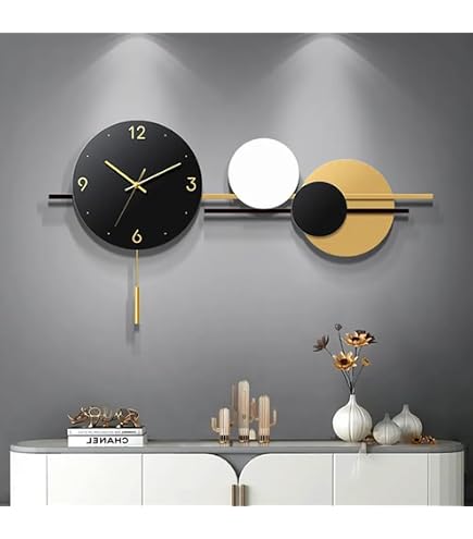 Vnook Orologio Da Parete Decorativo Moderno – Silenzioso, Senza Ticchettio, In Metallo E Legno, Perfetto Per Soggiorno E Camera Da Letto