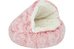 GNCPets Cama para Gatos Rosa, de Felpa Suave, con Forma de Cueva; casa para Gatos en Interiores y cojín para Dormir, cálida para Invierno, Antideslizante, extraíble y Lavable. Iglu Cama Gato.