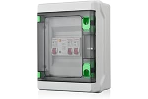 SPORWAY 2 Way Garage Consumer Unit: Circuit Breaker Panel, IP65 Consumer Unit Anti-Leakage Fuse Box for Garages Caravans Workshops 63A 30mA RCD 2 MCB 6A + 32A