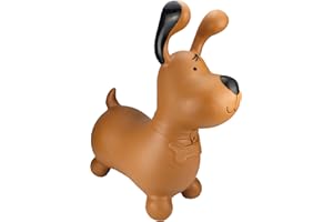 Happy Hopperz Inflatable Bouncy Animal Ride-On Toy, Pump included, Brown Dog, 12mths - 2.5yrs (less air) and 2.5yrs - 5yrs (full air)