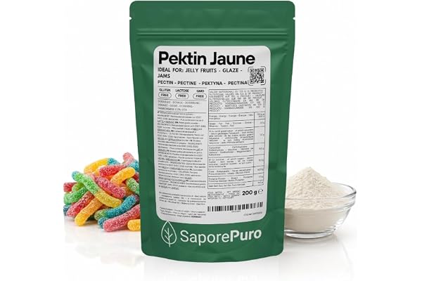 SaporePuro Jaune Pektin 200 g – Naturligt Gelmedel med Hög Gelstyrka för Sylt och Gelé – GLUTENFRI