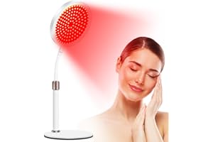 HOTTOERAK Dispositivo de terapia de luz roja con base, lámpara de luz roja de 140 LED con temporizador, luz roja profunda de 660 nm con cuello de cisne ajustable para la cara