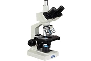 OMAX Microscope à composés trinoculaires à LED 40x-2500x avec platine mécanique à double couche