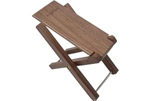KingPoint Reposapiés de guitarra de madera maciza, 4 niveles de altura ajustables, patas de madera de nogal negro, plegable (reposapiés de nogal negro)