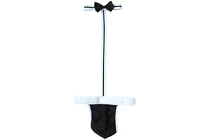 Acizi Ropa Interior Sexy para Hombre, Corbata de Lazo con Cuello, Tanga, mayordomo, Traje de Peluche, Ropa Interior