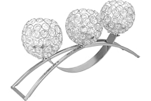 ESTINK Świecznik kryształowy świecznik, świecznik z 3 głowicami, kształt łuku, romantyczna kolacja, dekoracja stołu, ślub, dla przyjaciółki (srebrny)