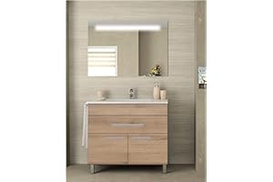 ALLSTONE Set da bagno Bahia 2 ante e un cassetto - 7 colori diversi - 15 misure - Include mobili, lavabo e specchio - 60x35Cm Steppa