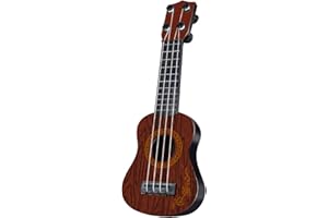 BRTNUP Ukelele de juguete para niños, guitarra de 4 cuerdas, ukelele para niños, guitarra, ukelele, instrumento musical, juguete de educación temprana, juguete para niños jugando guitarra (marrón)