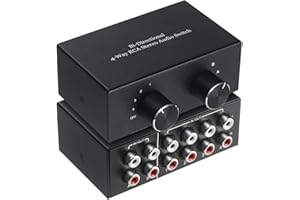 Geieold Commutateur Audio StéRéO Bidirectionnel 4 Voies Commutateur Audio de Sonore L/R, RéPartiteur Audio 2 en 4 Sorties ou 4 en 2 Sorties