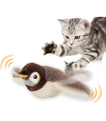 Giocattolo Gatto Uccellino Volante - Uccello In Peluche Con Ali Moventi E Suoni - Foto 8