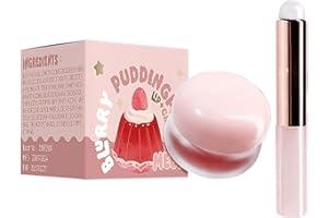 XIAOPINPI Lip Pudding Pot, Lip & Cheek Blurry Pudding Pot Mit Silikon-Lippenpinsel, Blurring Makeup Blush, Aufbaubares, Leichtes, Vielseitig Verwendbares, Weiches, Mattes, Samtiges Finish (01#, 1.5 g)
