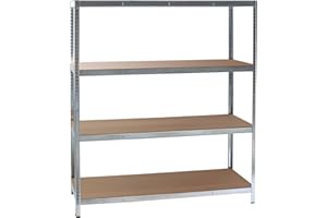 Wiltec Scaffale per carichi pesanti zincato 160x60x180cm Scaffale a incastro 4 ripiani 175kg/piano