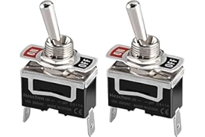 Heschen Interrupteur à bascule en métal C511A SPST maintenu ON/OFF 2 positions 15 A 250 V AC 2 languettes CE (2)