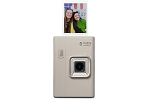 INSTAX Mini LiPlay+ Beige, Appareil Photo numérique instantané Hybride et imprimante Photo, écran LCD 6 x 4 cm, Fonction d'enregistrement Audio, objectifs Principal et Grand Angle pour Selfies