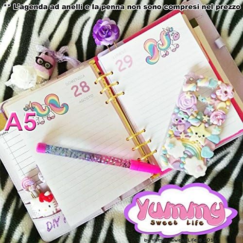A5 - Personal - INSERTS handmade for planner Day per Page Rainbow the unicorn