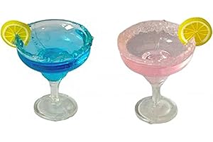 Melody Jane Casa delle bambole 2 Blu & Rosa Cocktail Con Limone Miniatura Bevanda Connessione Pub Accessori