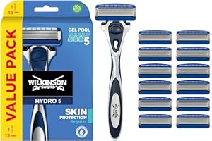 WILKINSON SWORD - Hydro 5 Hautschutz für Männer | Regelmäßig | { 1 Rasierergriff + 13 Ersatzklingen } , 14 Stück (1er Pack)