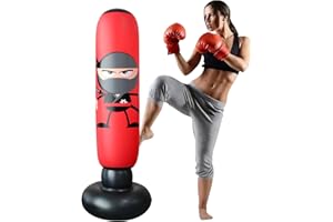 LncBoc Sac de Boxe Gonflable, 160cm Sac De Frappe, Sac Boxe Pied Debout, Punching Ball pour Pratiquer Karaté, Taekwondo