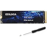 Ediloca EN705 SSD 2TB PCIe Gen4, NVMe M.2 2280, 3D NAND TLC, fino a 4800 MB/s, unità a stato solido interna, cache SLC dinami