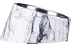 SUPERDESIGN Mess Free 15° Slanted Bowl for Dogs and Cats, Tilted Angle Bulldog Bowl Pet Feeder, Non-Skid & Non-Spill, Easier to Reach Food S/150ml Marble Pattern