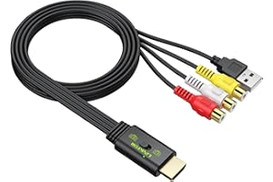 LiNKFOR Convertitore da RCA a HDMI Supporta Conversione 16:9/4:3 Adattatore da AV a HDMI Cavo da RCA Femmina a Hdmi Maschio (60cm/2ft) Supporta PAL/NTSC Adattatore Audio Video Composito CVBS