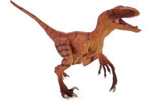 Zappi Co Kinder Velociraptor Orange Dinosaur Figur Spielzeug (23 cm Länge) Realistische detaillierte Dino-Sammlung Action-Figuren