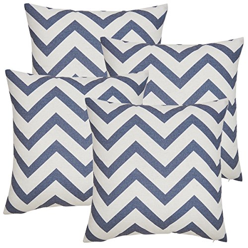 Avanzza 4er-Set Kissenhülle / Kissenbezug 40x40 cm in Maritimblau für Kissen, Sofakissen / Sofa Kissen und Dekokissen / Deko Kissen aus der Linie Decor Chic