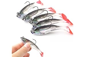 WUWYOUWL WYMAODAN Set di Esche, 5 Pezzi di 8 cm di Esca Morbida Piombo Esca di Mare Attrezzi da Pesca affilato Tweeter Gancio Esca Artificiale T-Coda