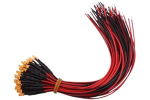 Walfront 50Pcs 3/5/10mm Pre-Wired Diffused LED Diodes Multi Colors Light DC 9-12V(Orange Light-3mm)