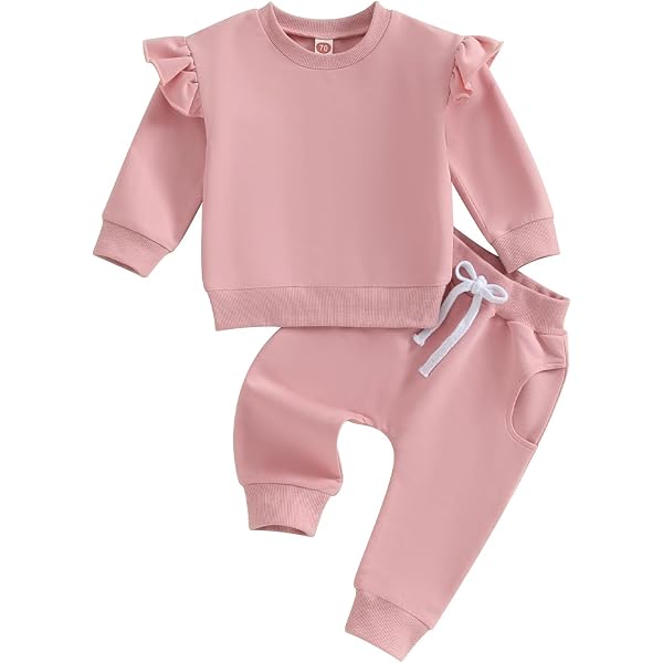 Kucnuzki Set 3 Pezzi Per Bambina Autunno Inverno: Camicia Manica Lunga Con Volant, Pantaloni Morbidi E Fascia, Marrone, Taglie 12 Mesi-4T