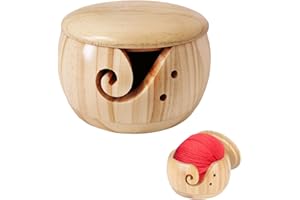ALLWYOU Large Yarn Bowl,Wooden Yarn Holder with Removable Lid Yarn Bowls for Crochet Knitting Pine Wool Ball Yarn Storage Holder Organizer Knitting Accessories(15 * 8CM)