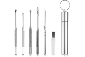 AOZUO Zestaw 6 sztuk Premium Stainless Steel Nauszniki Zestaw Narzędzie do czyszczenia woskowiny Narzędzia do usuwania woskowiny dla mężczyzn i kobiet